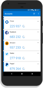 Image of a cell phone running two factor authentication app