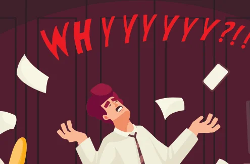 Quickbooks Desktop 2021 discontinued - Image of an office worker, throwing papers into the air, yelling WHYYYYYY?!!